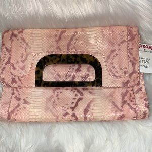 Elaine Turner Large Pink snakeskin pattern handbag